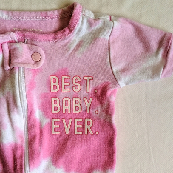 children's place pink tie-dye cotton summer zipper pajamas 12 months baby girl - Picture 2 of 6